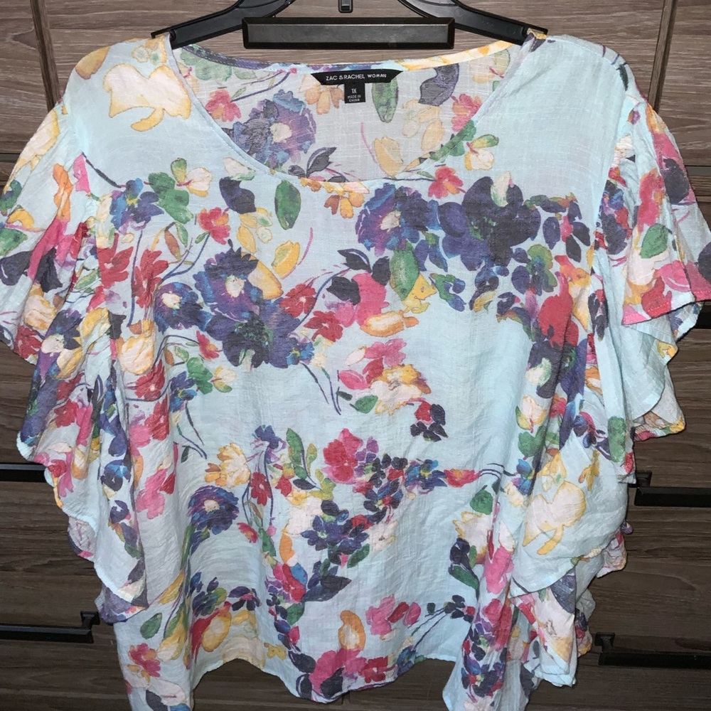 Zac & Rachel floral ~ Ruffles sleeve top